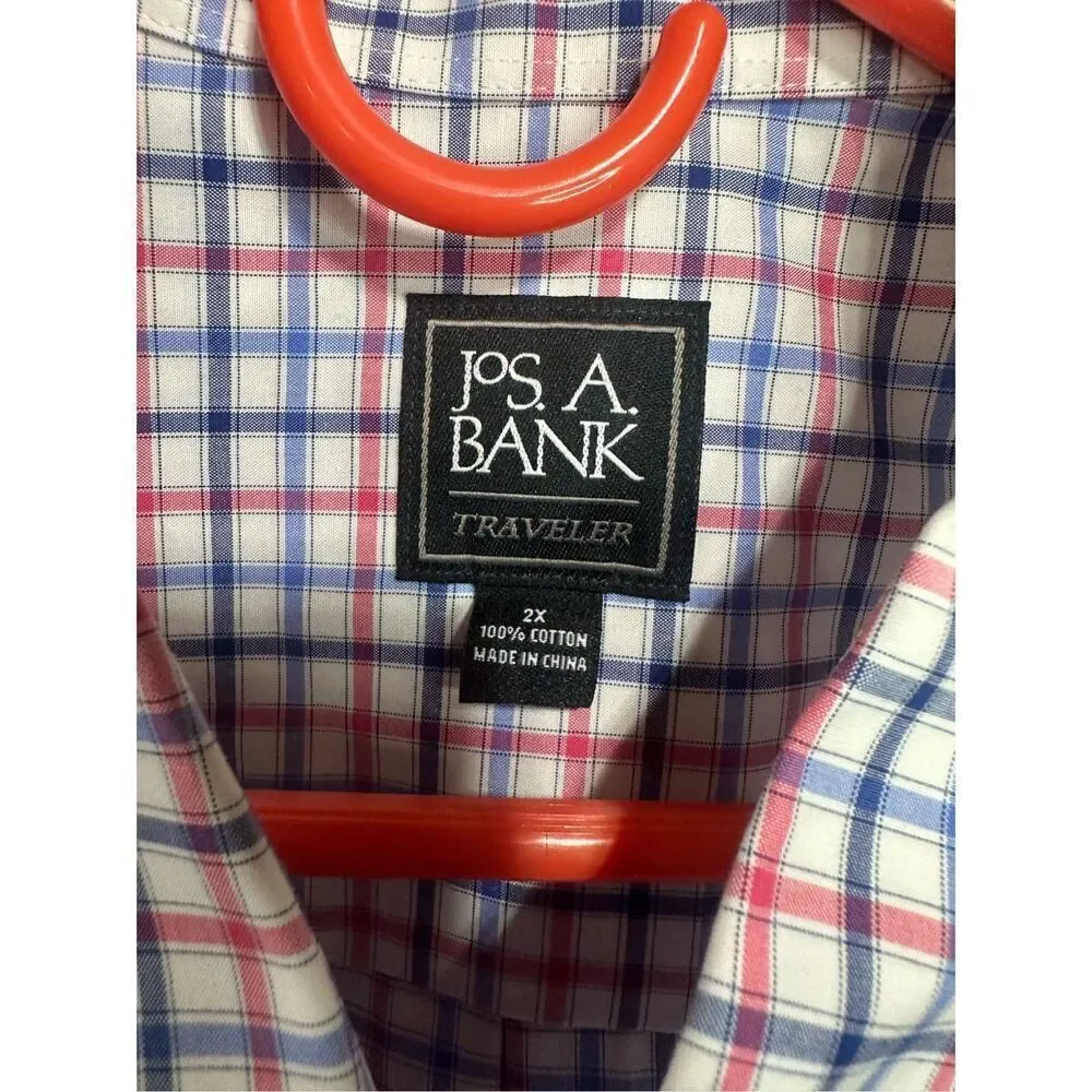 JoS.A.Bank Traveler Long Sleeve Button Down Plaid Shirt Men's 2X